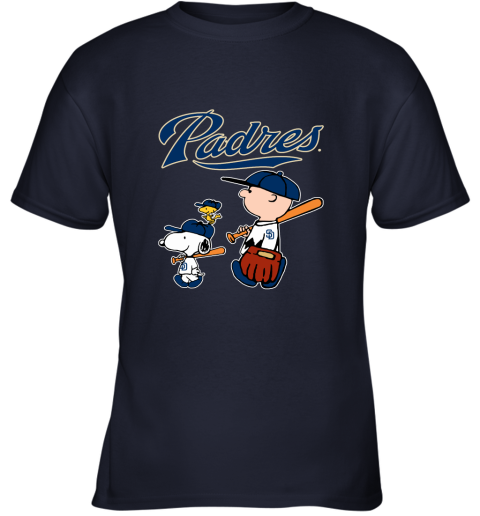 i2io san diego padres lets play baseball together snoopy mlb shirt youth t shirt 26 front navy