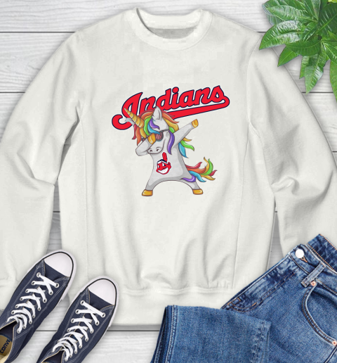 Cleveland Indians MLB Baseball Funny Unicorn Dabbing Sports Sweatshirt
