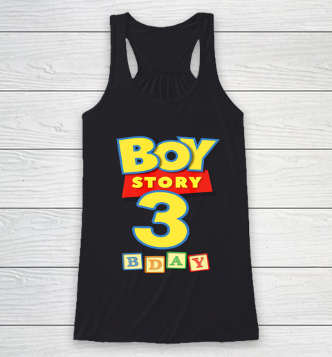 Toy Blocks Boy Story 3 Year Old Birthday Racerback Tank