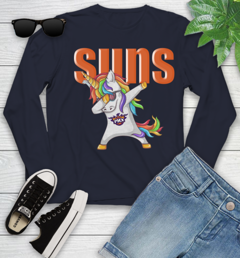 Phoenix Suns NBA Basketball Funny Unicorn Dabbing Sports Youth Long Sleeve 3