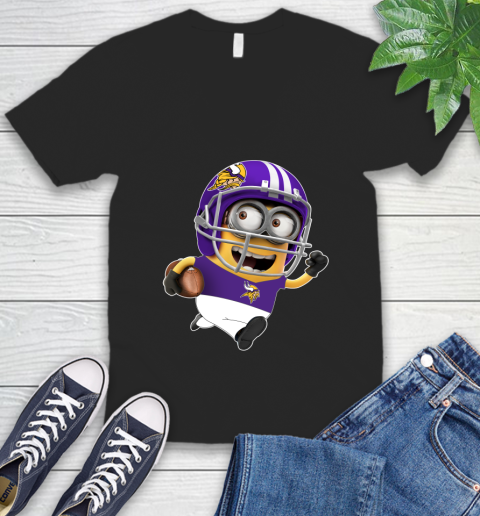 NFL Minnesota Vikings Minions Disney Football Sports V-Neck T-Shirt 2