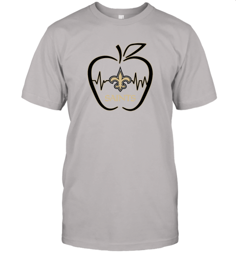Apple Heartbeat Teacher Symbol New Orleans Saints Unisex Jersey Tee