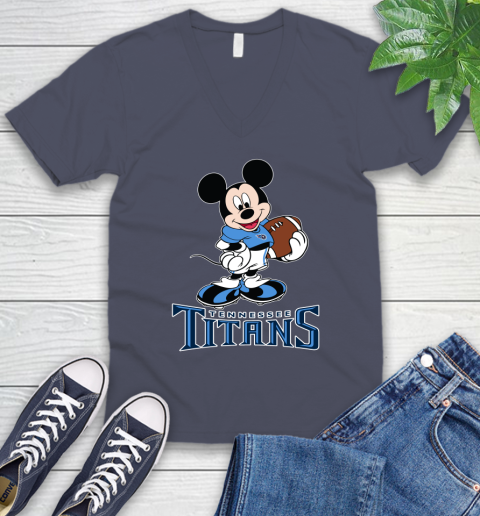NFL Football Tennessee Titans Cheerful Mickey Mouse Shirt V-Neck T-Shirt 8