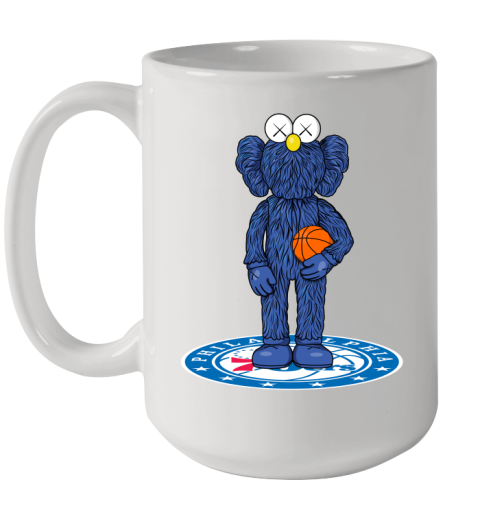 NBA Basketball Philadelphia 76ers Kaws Bff Blue Figure Shirt Ceramic Mug 15oz