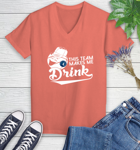 Minnesota Timberwolves NBA Basketball This Team Makes Me Drink Adoring Fan Women's V-Neck T-Shirt 6