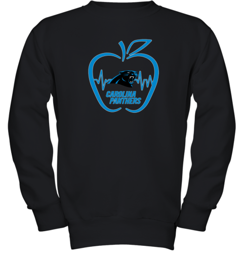 Apple Heartbeat Teacher Symbol Carolina Panthers Youth Sweatshirt