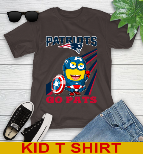 NFL Football New England Patriots Captain America Marvel Avengers Minion Shirt Youth T-Shirt 6