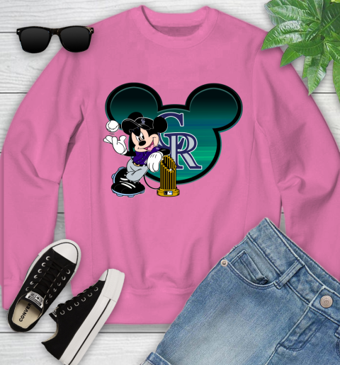 MLB Colorado Rockies The Commissioner's Trophy Mickey Mouse Disney Youth Sweatshirt 7