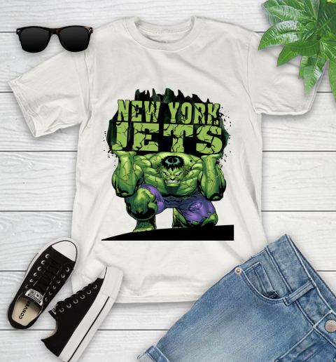 New York Jets NFL Football Incredible Hulk Marvel Avengers Sports Youth T-Shirt