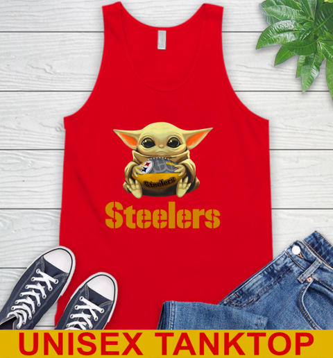 NFL Football Pittsburgh Steelers Baby Yoda Star Wars Shirt Tank Top - Image 7