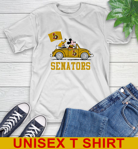 NHL Hockey Ottawa Senators Pluto Mickey Driving Disney Shirt T-Shirt