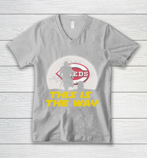 Cincinnati Reds MLB Baseball Star Wars Yoda And Mandalorian This Is The Way V-Neck T-Shirt 3