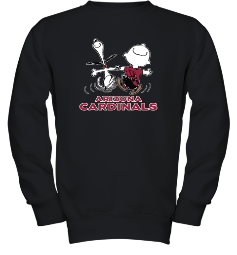 Snoopy And Charlie Brown Happy Arizona Cardinals Fans Youth Sweatshirt