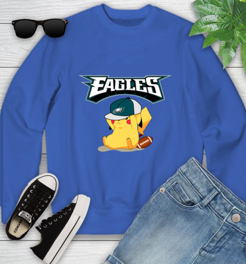 NFL Pikachu Football Sports Philadelphia Eagles Youth Sweatshirt 8