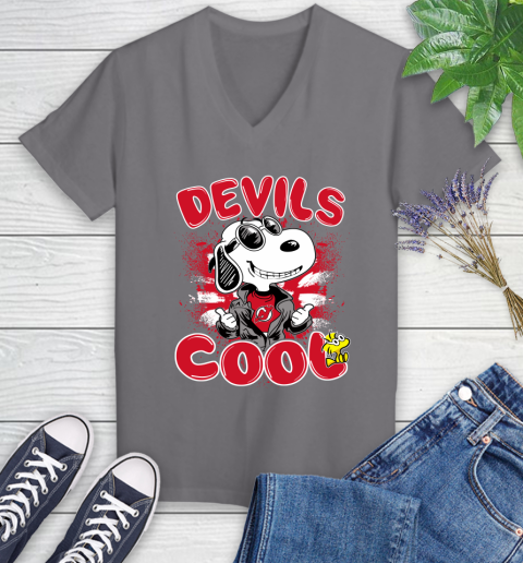 NHL Hockey New Jersey Devils Cool Snoopy Shirt Women's V-Neck T-Shirt 9