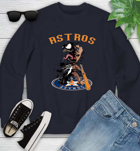 MLB Houston Astros Baseball Venom Groot Guardians Of The Galaxy Youth Sweatshirt 3