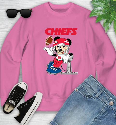 NFL Kansas city chiefs Mickey Mouse Disney Super Bowl Football T Shirt Youth Sweatshirt 7