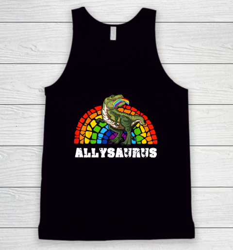 Allysaurus Dinosaur In Rainbow Flag For Ally LGBT Pride Tank Top