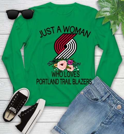 NBA Just A Woman Who Loves Portland Trail Blazers Basketball Sports Youth Long Sleeve 4