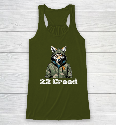 Coyote in Hood 22 Creed Graphic Hunting Racerback Tank 2
