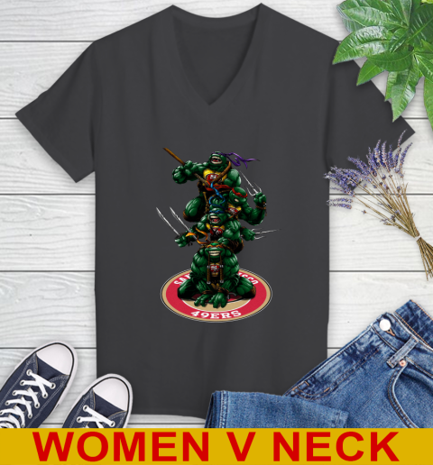 NFL Football San Francisco 49ers Teenage Mutant Ninja Turtles Shirt Women's V-Neck T-Shirt 9