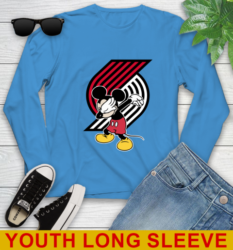 Portland Trail Blazers NBA Basketball Dabbing Mickey Disney Sports Youth Long Sleeve 8