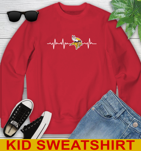 Minnesota Vikings NFL Football Heart Beat Shirt Youth Sweatshirt 7