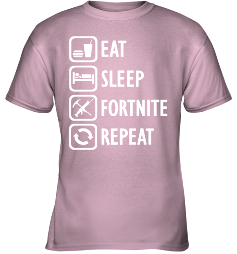 xxrr eat sleep fortnite repeat for gamer fortnite battle royale shirts youth t shirt 26 front light pink