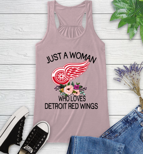 NHL Just A Woman Who Loves Detroit Red Wings Hockey Sports Racerback Tank 5