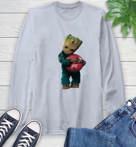 NBA Groot Guardians Of The Galaxy Basketball Sports Chicago Bulls Long Sleeve T-Shirt 6