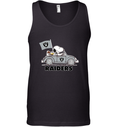 Snoopy And Woodstock Ride The Oakland Raiders Car NFL Tank Top