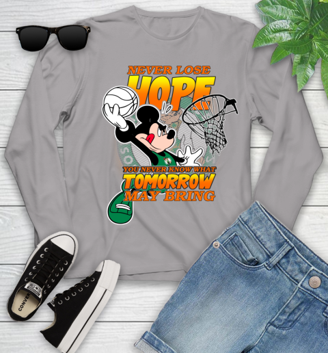 Boston Celtics NBA Basketball Mickey Disney Never Lose Hope Youth Long Sleeve 5