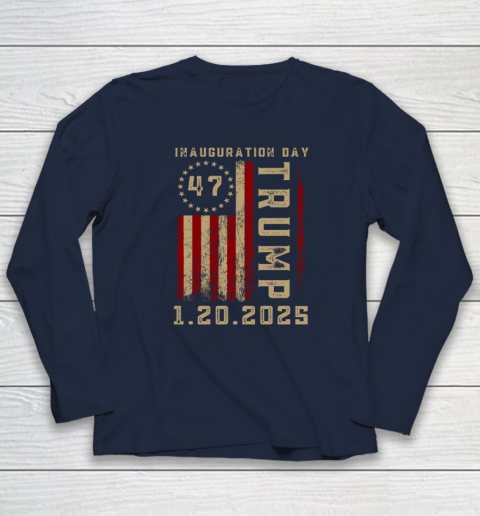 Donald Trump Inauguration Day 2025 47th President 47 US Flag Long Sleeve T-Shirt 2