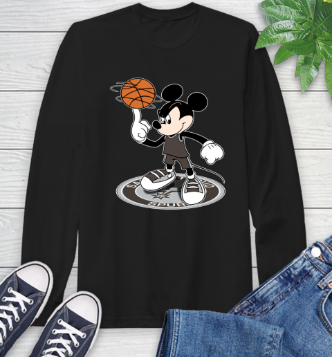 NBA Basketball San Antonio Spurs Cheerful Mickey Disney Shirt Long Sleeve T-Shirt