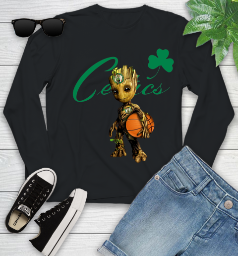 Boston Celtics NBA Basketball Groot Marvel Guardians Of The Galaxy Youth Long Sleeve 2