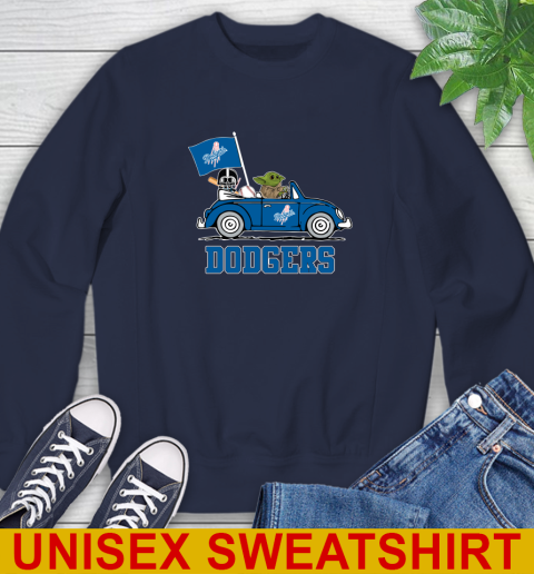 MLB Baseball Los Angeles Dodgers Darth Vader Baby Yoda Driving Star Wars Shirt Sweatshirt 3