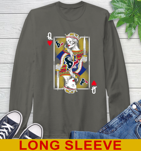 NFL Football Houston Texans The Queen Of Hearts Card Shirt Long Sleeve T-Shirt 10