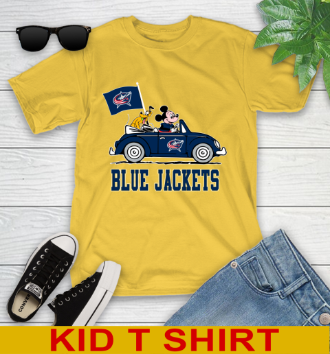 NHL Hockey Columbus Blue Jackets Pluto Mickey Driving Disney Shirt Youth T-Shirt 8