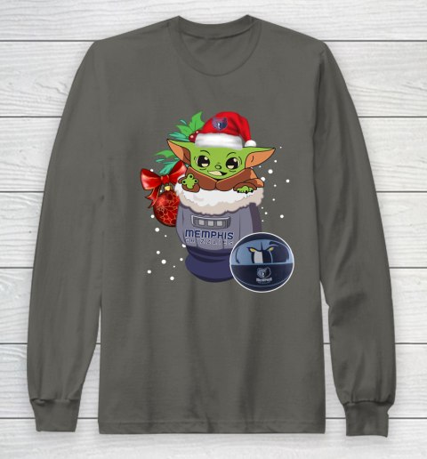 Memphis Grizzlies Christmas Baby Yoda Star Wars Funny Happy NBA Long Sleeve T-Shirt 8