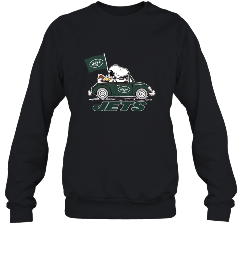 Snoopy And Woodstock Ride The New York Jets Car NFL Sweatshirt