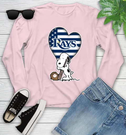 Tampa Bay Rays MLB Baseball The Peanuts Movie Adorable Snoopy Youth Long Sleeve 10