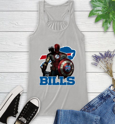 NFL Captain America Thor Spider Man Hawkeye Avengers Endgame Football Buffalo Bills Racerback Tank