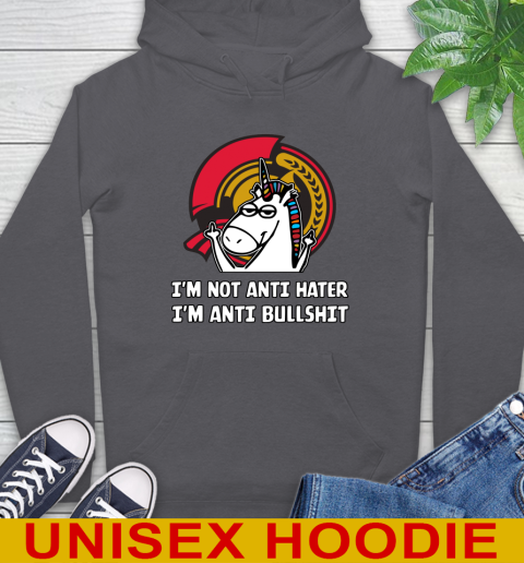 Ottawa Senators NHL Hockey Unicorn I'm Not Anti Hater I'm Anti Bullshit Hoodie 7