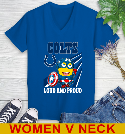 NFL Football Indianapolis Colts Captain America Marvel Avengers Minion Shirt Women's V-Neck T-Shirt 9