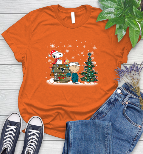 NFL Jacksonville Jaguars Snoopy Charlie Brown Christmas Football Super Bowl Sports Women's T-Shirt 3