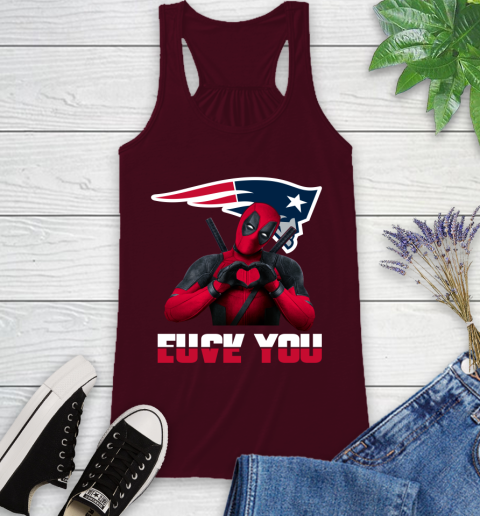 NHL New England Patriots Deadpool Love You Fuck You Football Sports Racerback Tank 2