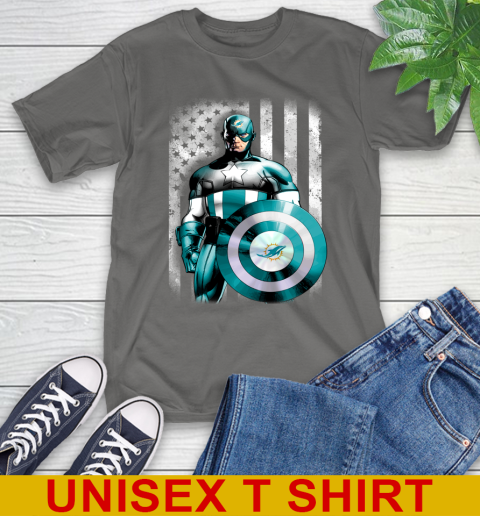 Miami Dolphins NFL Football Captain America Marvel Avengers American Flag Shirt T-Shirt 10