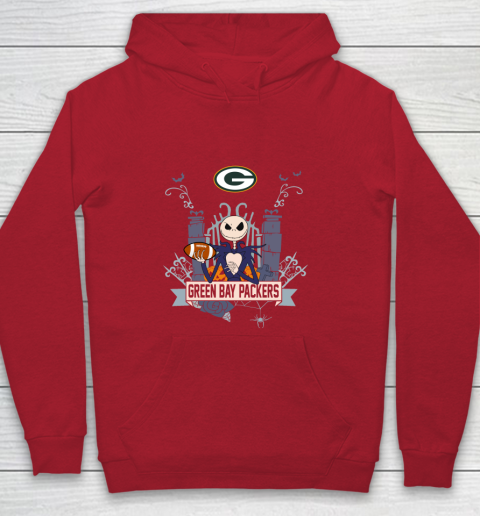 NFL Green Bay Packers Football Jack Skellington Halloween Youth Hoodie 7