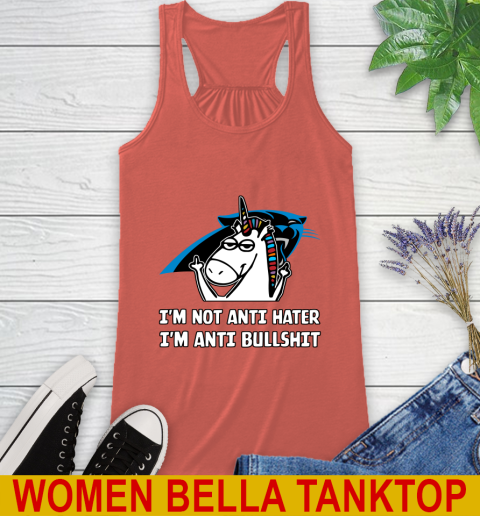 Carolina Panthers NFL Football Unicorn I'm Not Anti Hater I'm Anti Bullshit Racerback Tank 4