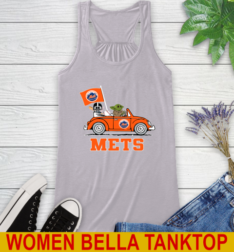 MLB Baseball New York Mets Darth Vader Baby Yoda Driving Star Wars Shirt Racerback Tank 5